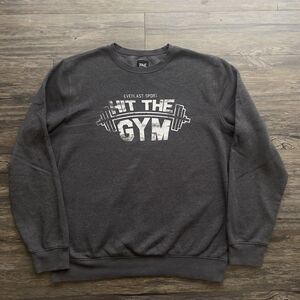 Everlast Sport Hit The Gym Pullover Sweatshirt Dark Heather Gray Men Large EUC